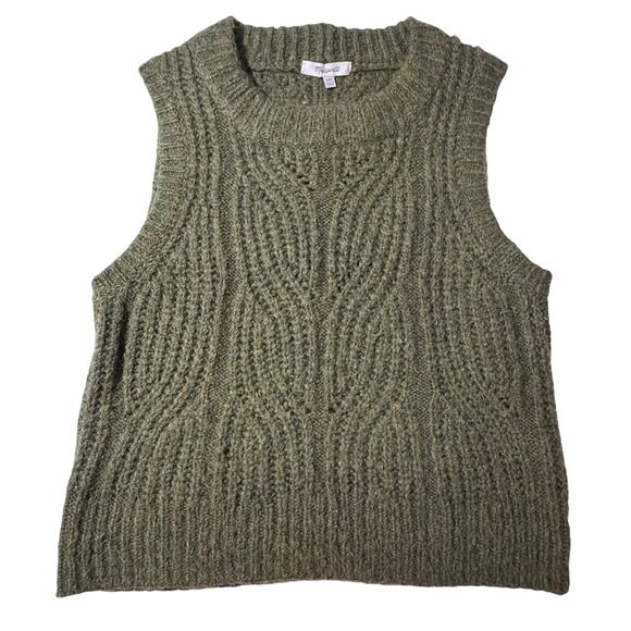 MADEWELL Pointelle Knit Sweater Vest XXS Heather Basil Green Soft Layering - Picture 1 of 11